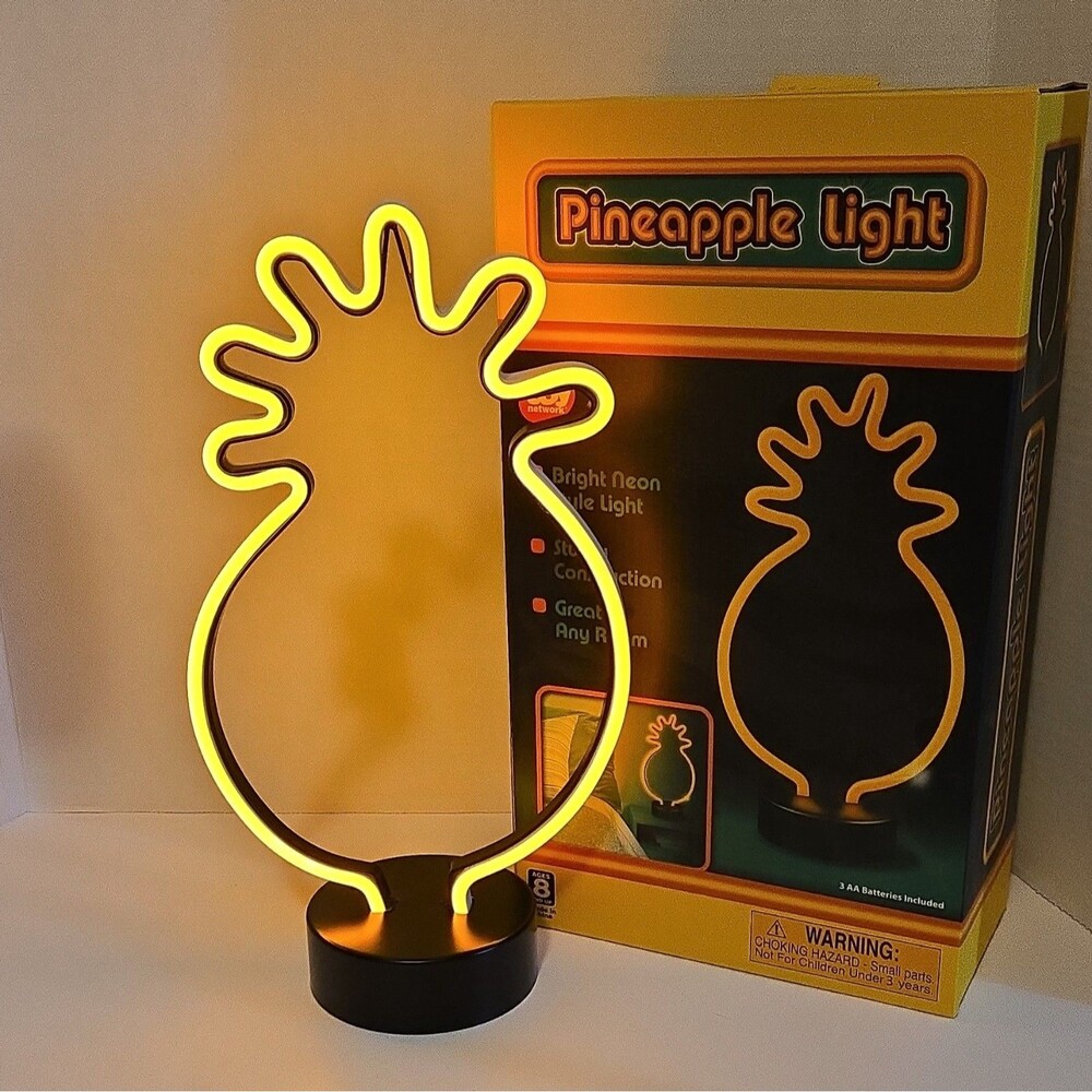 Toy Network Pineapple Neon Style Table Light Lamp, Yellow/Black Plastic